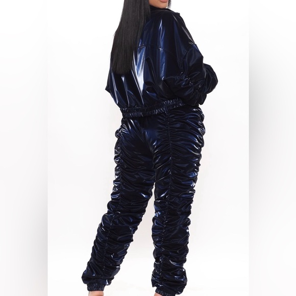 Fashion Nova “Do It Again” Ruched Jogger Set – Navy, Size Small - Picture 2 of 4